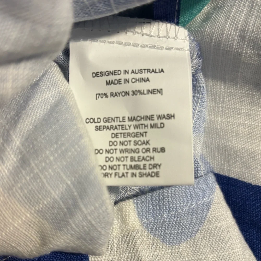 NWT White Closet Elements Maxi Blue & White HalterNeck Dress LINEN SZ large - Picture 6 of 6